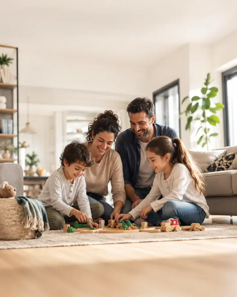 משפחה בבית המדגימה את הצורך בביטוח תאונות אישיות