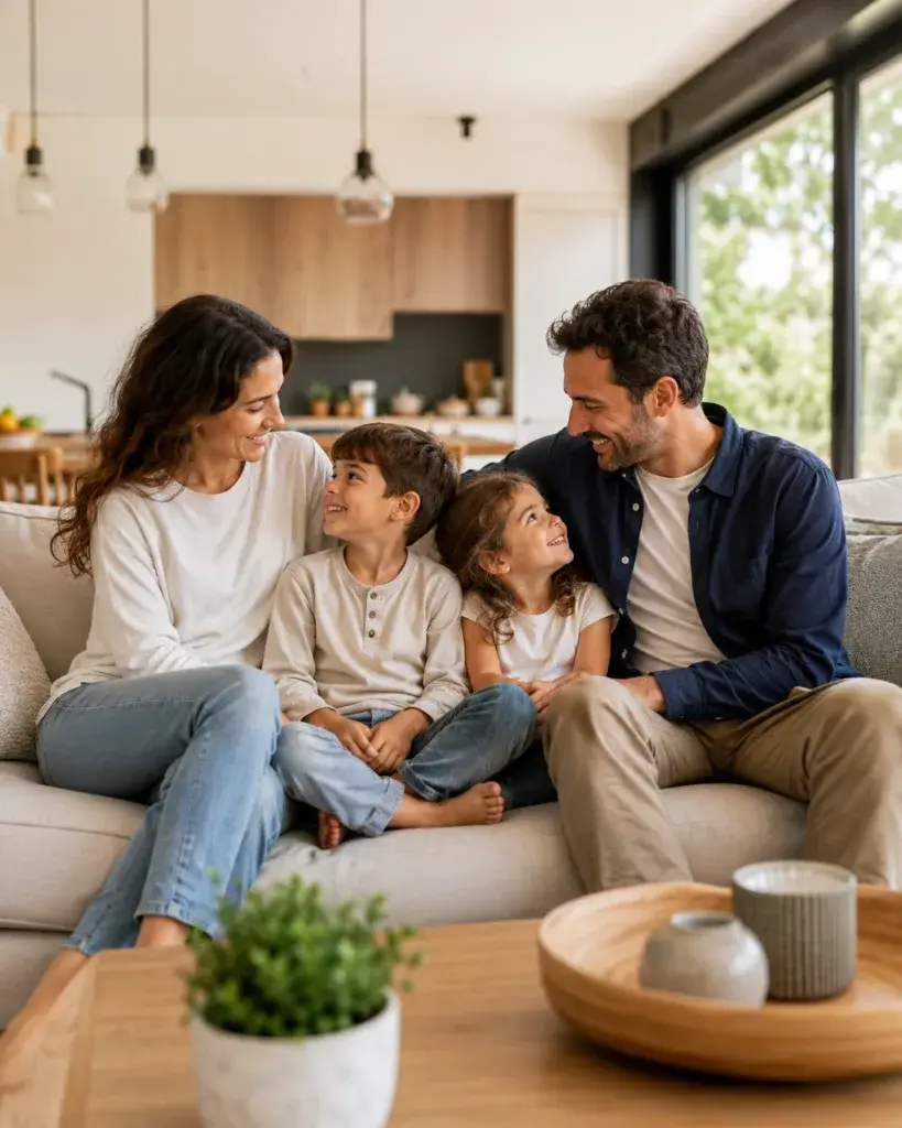 משפחה המתכננת הגנה כלכלית באמצעות ביטוח חיים
